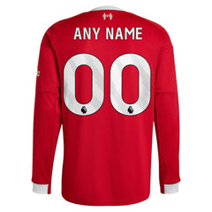 Liverpool 2025/26 Home Custom Replica Long Sleeve Jersey - Red | Adidas outlet