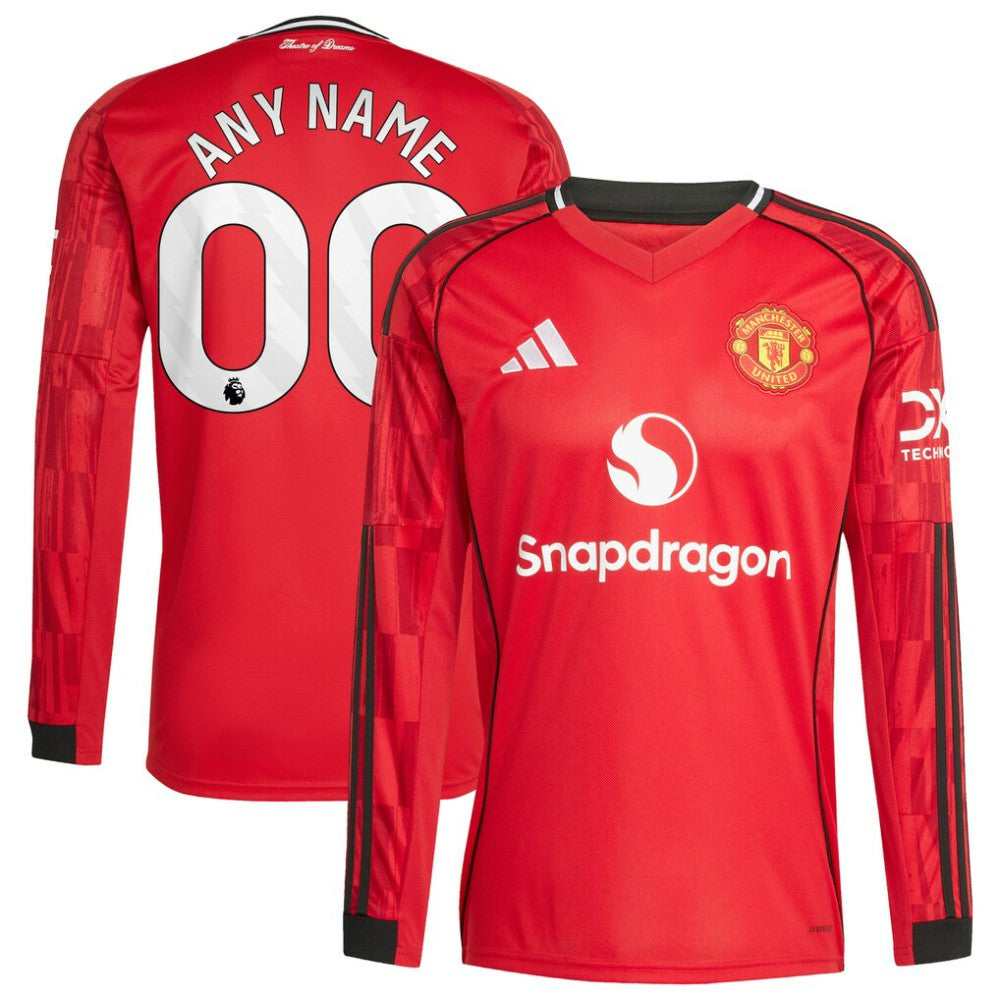 Manchester United Home 2025/26 Custom Replica Long Sleeve Jersey - Red | Adidas discount