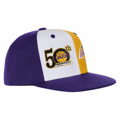 Los Angeles Lakers Youth 50th Anniversary Duo Front Snapback Hat - Purple | Mitchell & Ness on sale