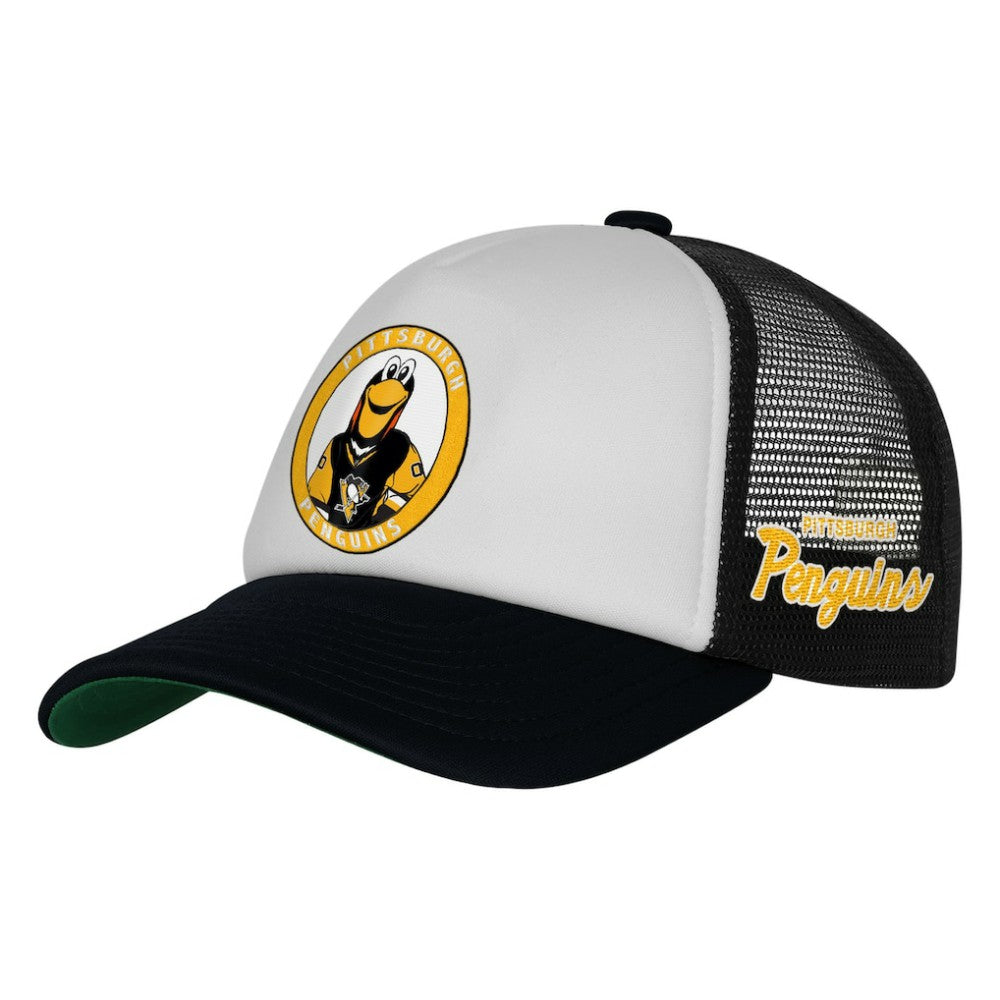 Pittsburgh Penguins Mitchell & Ness Youth Mascot Adjustable Trucker Hat White