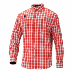 Boston Red Sox Super Tamiami Omni-Shade Long Sleeve Button-Down Shirt - Red | Columbia