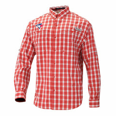 Toronto Blue Jays Super Tamiami Omni-Shade Long Sleeve Button-Down Shirt - Red | Columbia
