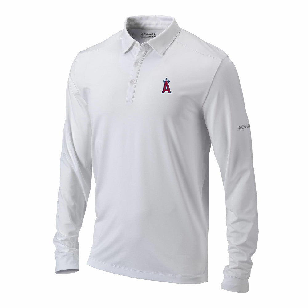 Los Angeles Angels Omni-Wick Pin High Long Sleeve Polo - White | Columbia