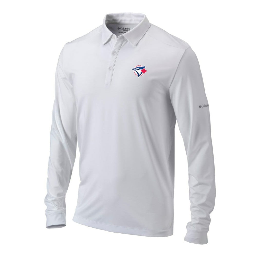 Toronto Blue Jays Omni-Wick Pin High Long Sleeve Polo - White | Columbia