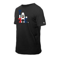 Los Angeles Dodgers Dominican Republic Flag Logo T-Shirt - Black | New Era