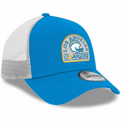 Los Angeles Chargers New Era Charger Power A-Frame 9FORTY Trucker Adjustable Hat - Powder Blue for sale
