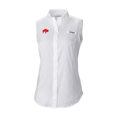 Buffalo Bills Women's Historic Tamiami Omni-Shade Sleeveless Button-Up Shirt - White cheap