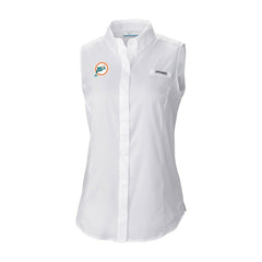 Miami Dolphins Women's Historic Tamiami Omni-Shade Sleeveless Button-Up Shirt - White sale