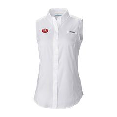 San Francisco 49ers Women's Historic Tamiami Omni-Shade Sleeveless Button-Up Shirt - White discount