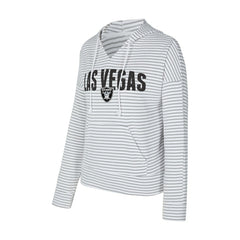 Las Vegas Raiders Concepts Sport Women's Liftoff Striped V-Neck Hoodie - White/Gray discount