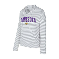 Minnesota Vikings Concepts Sport Women's Liftoff Striped V-Neck Hoodie - White/Gray cheap