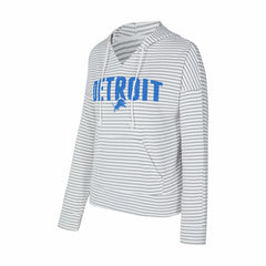 Detroit Lions Concepts Sport Women's Liftoff Striped V-Neck Hoodie - White/Gray online