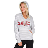 San Francisco 49ers Concepts Sport Women's Liftoff Striped V-Neck Hoodie - White/Gray cheap