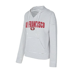 San Francisco 49ers Concepts Sport Women's Liftoff Striped V-Neck Hoodie - White/Gray cheap