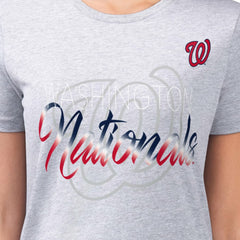 Washington Nationals G-III 4Her by Carl Banks Women's Super-Slim Fit Lightweight Shadow Logo Graphic T-Shirt - Heather Gray