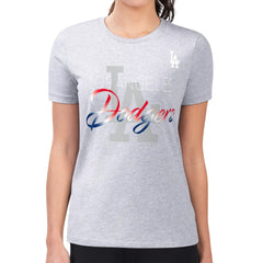 Los Angeles Dodgers G-III 4Her by Carl Banks Women's Super-Slim Fit Lightweight Shadow Logo Graphic T-Shirt - Heather Gray