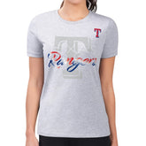 Texas Rangers G-III 4Her by Carl Banks Women's Super-Slim Fit Lightweight Shadow Logo Graphic T-Shirt - Heather Gray