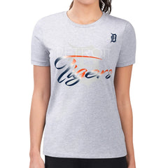 Detroit Tigers G-III 4Her by Carl Banks Women's Super-Slim Fit Lightweight Shadow Logo Graphic T-Shirt - Heather Gray