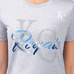 Kansas City Royals G-III 4Her by Carl Banks Women's Super-Slim Fit Lightweight Shadow Logo Graphic T-Shirt - Heather Gray