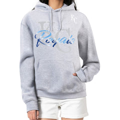 Kansas City Royals G-III 4Her by Carl Banks Women's Shadow Logo Graphic Pullover Hoodie - Heather Gray