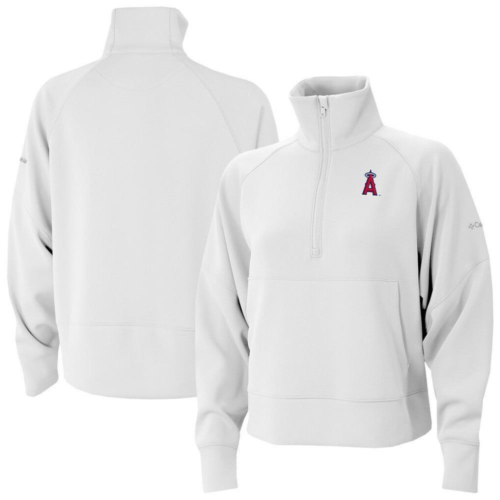 Los Angeles Angels Women's Wickhams Hills Raglan Omni-Wick Quarter-Zip Pullover - White | Columbia