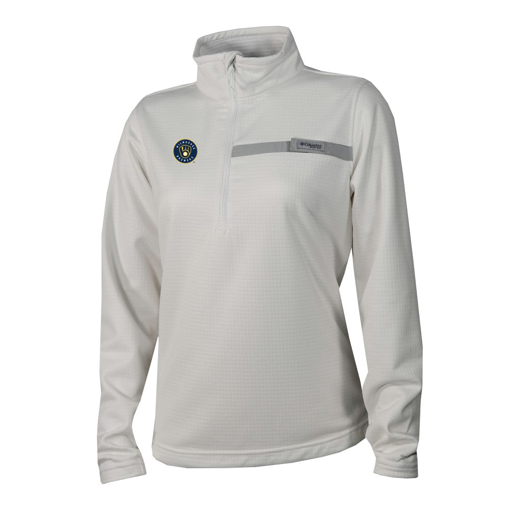 Milwaukee Brewers Women's Skiff Guide Fleece Half-Zip Pullover Jacket - White | Columbia