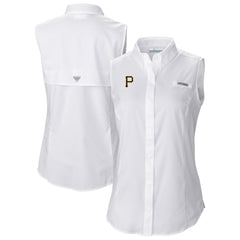 Pittsburgh Pirates Women's Tamiami Sleeveless Shirt - White | Columbia