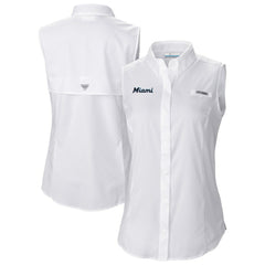 Miami Marlins Women's Tamiami Sleeveless Shirt - White | Columbia