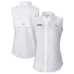 San Diego Padres Women's Tamiami Sleeveless Shirt - White | Columbia