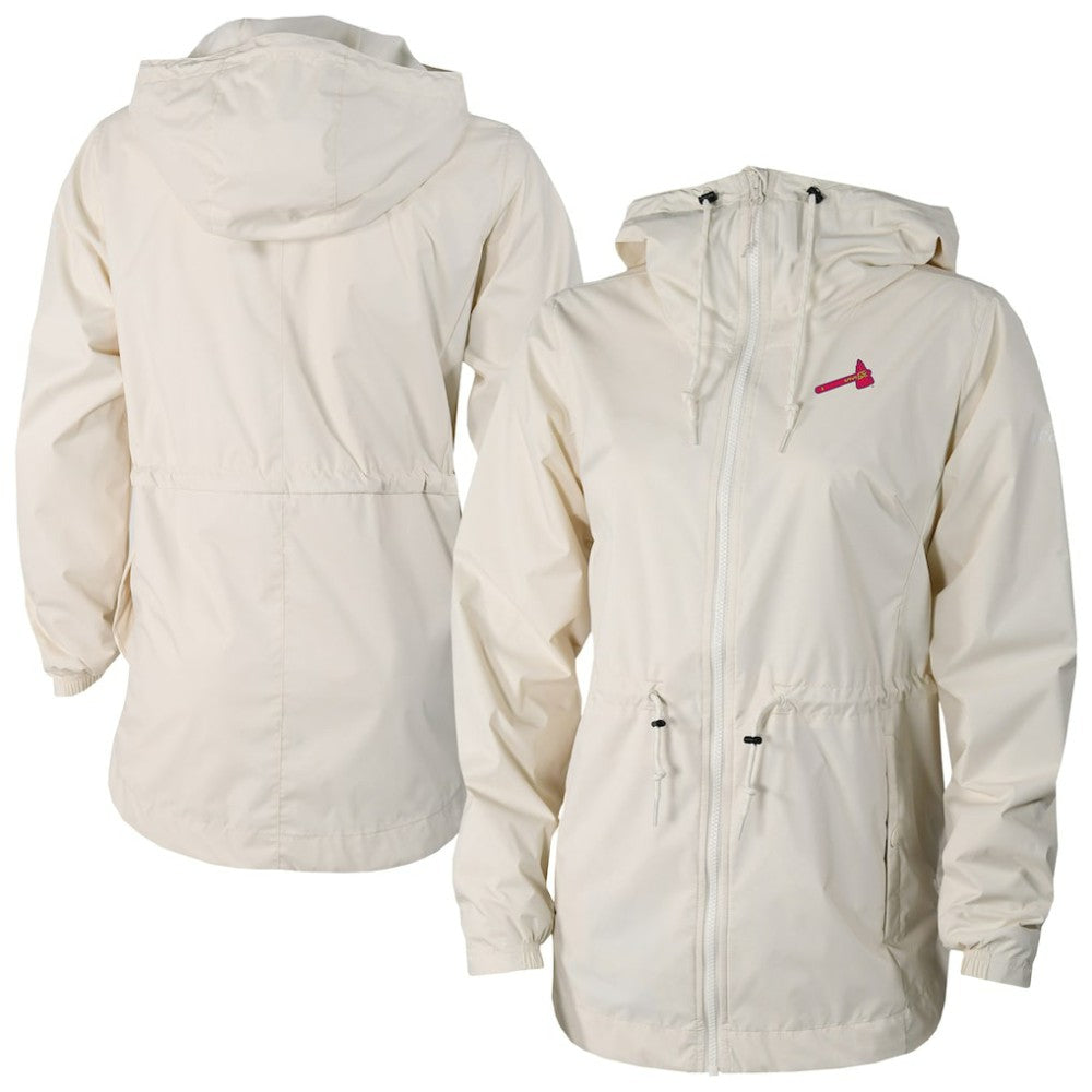 Atlanta Braves Women's Lily Park Full-Zip Rain Jacket - Cream | Columbia