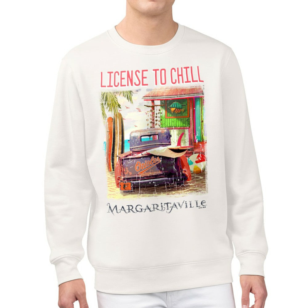 Baltimore Orioles Margaritaville License to Chill Fleece Sweatshirt - Cream
