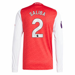William Saliba Arsenal 2025/26 Home Long Sleeve Player Jersey - Red | Adidas on sale