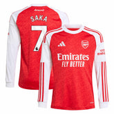 Bukayo Saka Arsenal Youth 2025/26 Home Replica Long Sleeve Player Jersey - Red | Adidas sale