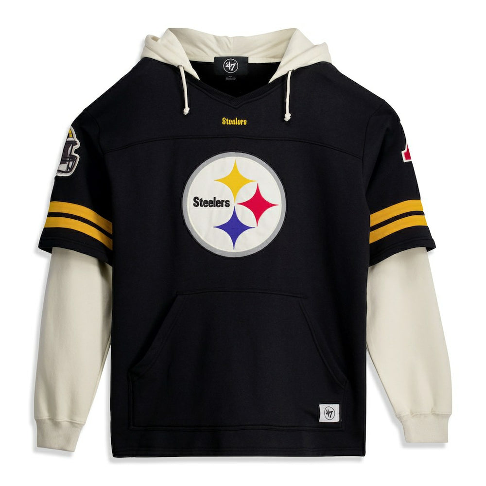 Pittsburgh Steelers '47 Big & Tall Split Zone Cornerback V-Neck Hoodie - Black for sale