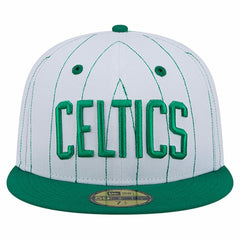 Boston Celtics Wordmark Pinstripe 59FIFTY Fitted Hat - White | New Era on sale