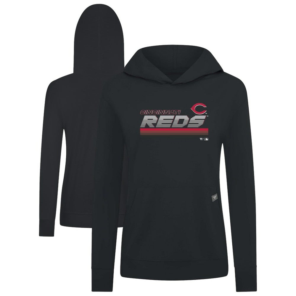 Cincinnati Reds Levelwear Women's Relay Breaker Pullover Hoodie - Black