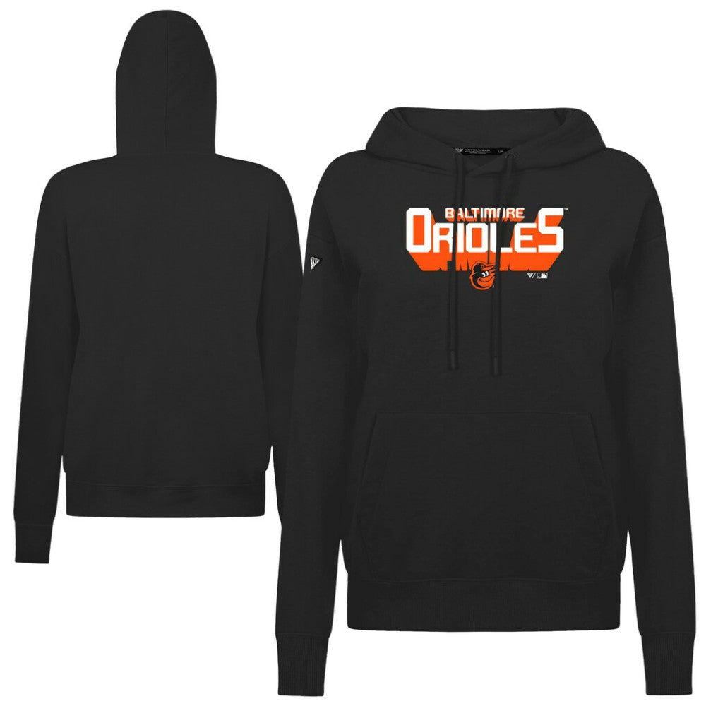 Baltimore Orioles Levelwear Women's Adorn Retro 3D Pullover Hoodie - Black