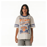 New York Knicks The Wild Collective Women's Vintage Drop Shoulder Oversized Boyfriend T-Shirt - Cream cheap