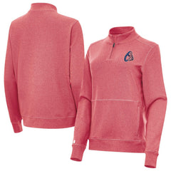Baltimore Orioles Antigua Women's Crush Stars and Stripes Team Logo Quarter-Zip Pullover Top - Heather Red