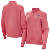 Minnesota Twins Antigua Women's Crush Stars and Stripes Team Logo Quarter-Zip Pullover Top - Heather Red