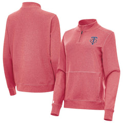 Minnesota Twins Antigua Women's Crush Stars and Stripes Team Logo Quarter-Zip Pullover Top - Heather Red