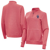 Colorado Rockies Antigua Women's Crush Stars and Stripes Team Logo Quarter-Zip Pullover Top - Heather Red