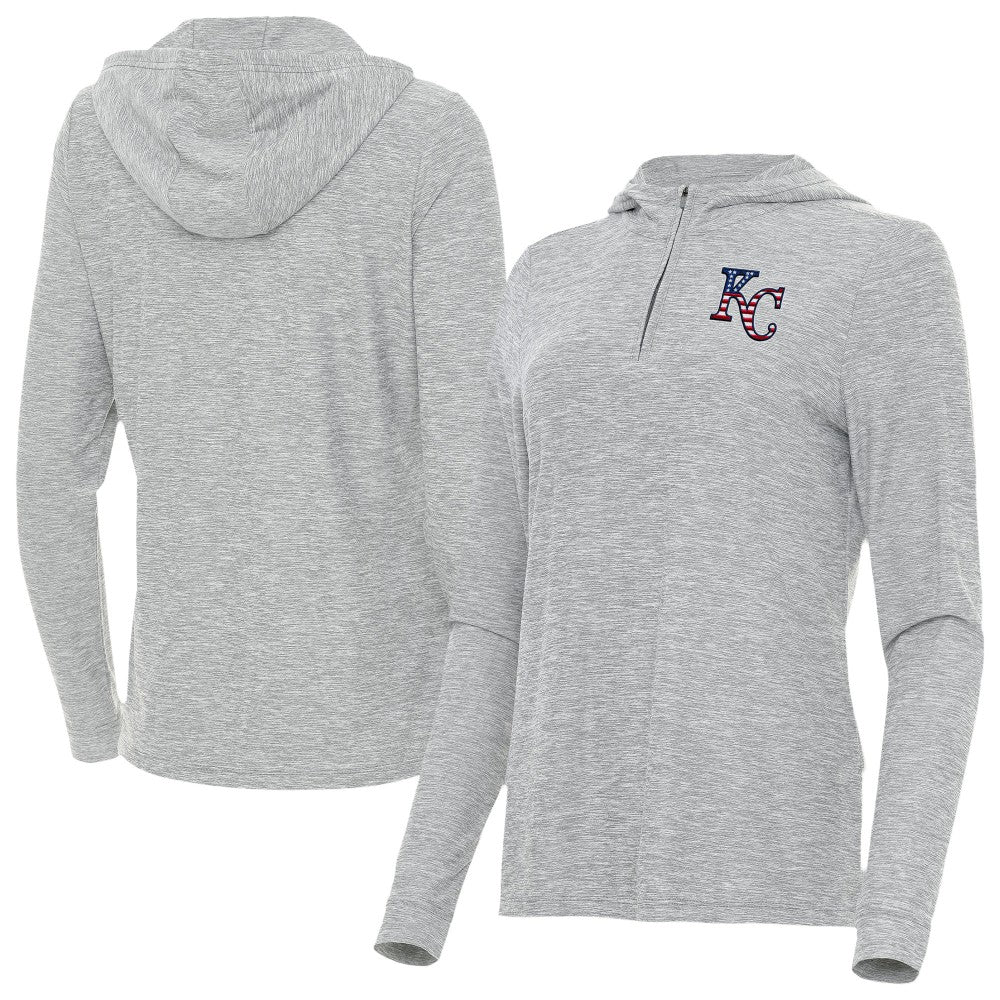 Kansas City Royals Antigua Women's Daybreak Quarter-Zip Hoodie - Heather Gray