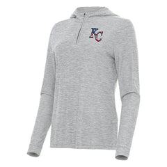 Kansas City Royals Antigua Women's Daybreak Quarter-Zip Hoodie - Heather Gray