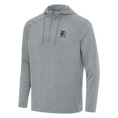 Detroit Tigers Antigua Spikes Stars and Stripes Team Logo Quarter-Zip Pullover Hoodie - Heather Gray