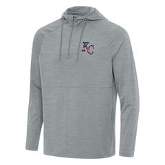 Kansas City Royals Antigua Spikes Stars and Stripes Team Logo Quarter-Zip Pullover Hoodie - Heather Gray