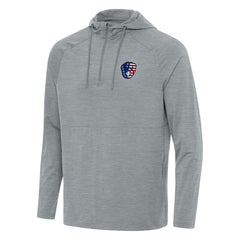 Milwaukee Brewers Antigua Spikes Stars and Stripes Team Logo Quarter-Zip Pullover Hoodie - Heather Gray