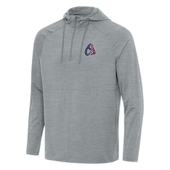 Baltimore Orioles Antigua Spikes Stars and Stripes Team Logo Quarter-Zip Pullover Hoodie - Heather Gray