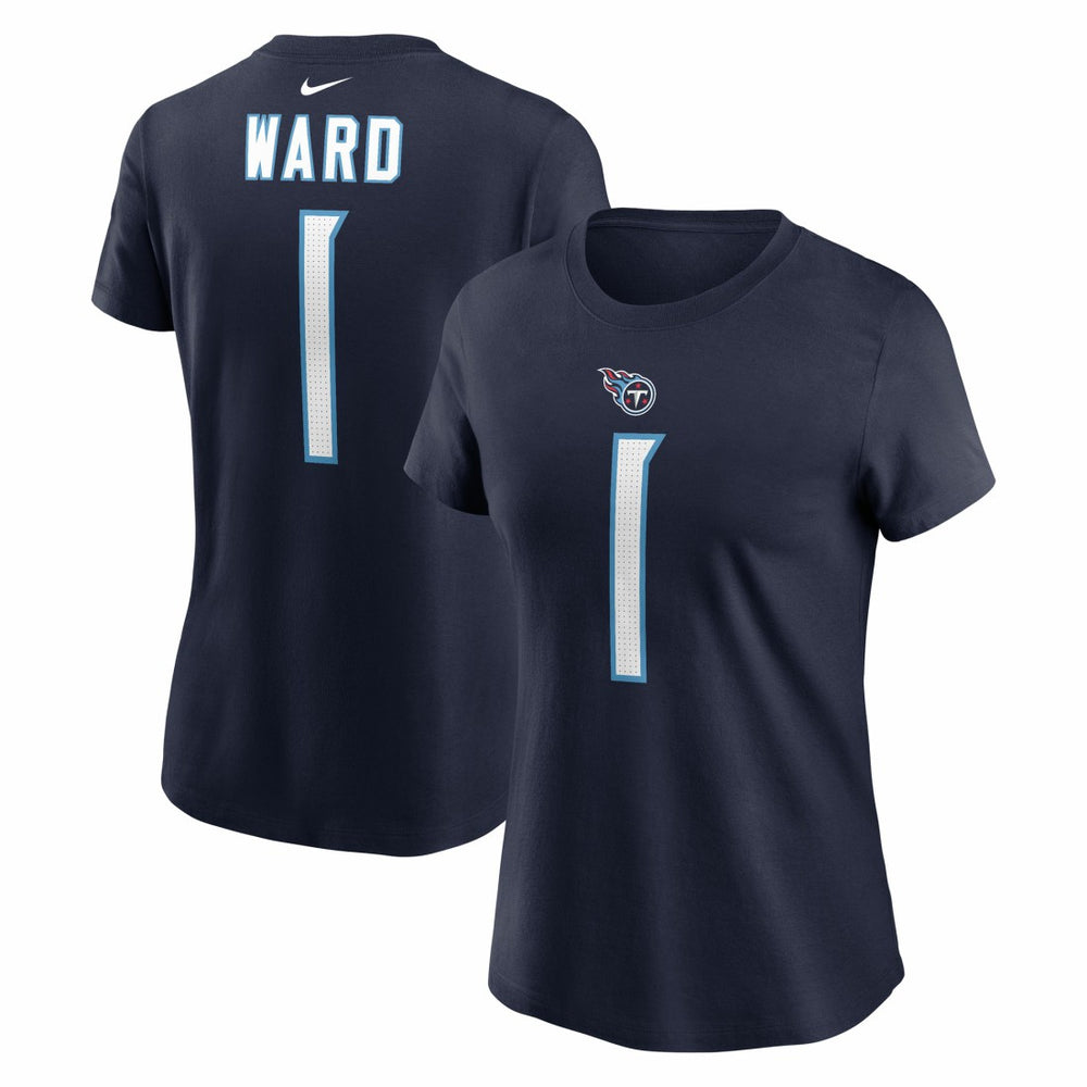 Cameron Ward Tennessee Titans Women's Name & Number T-Shirt - Navy | Nike for sale