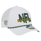 Green Bay Packers New Era NFL 9FORTY A-Frame M-Crown Adjustable Trucker Hat - White discount